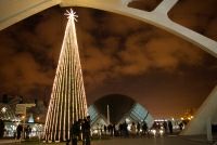 L'Hemisfric Valencia  bei Nacht