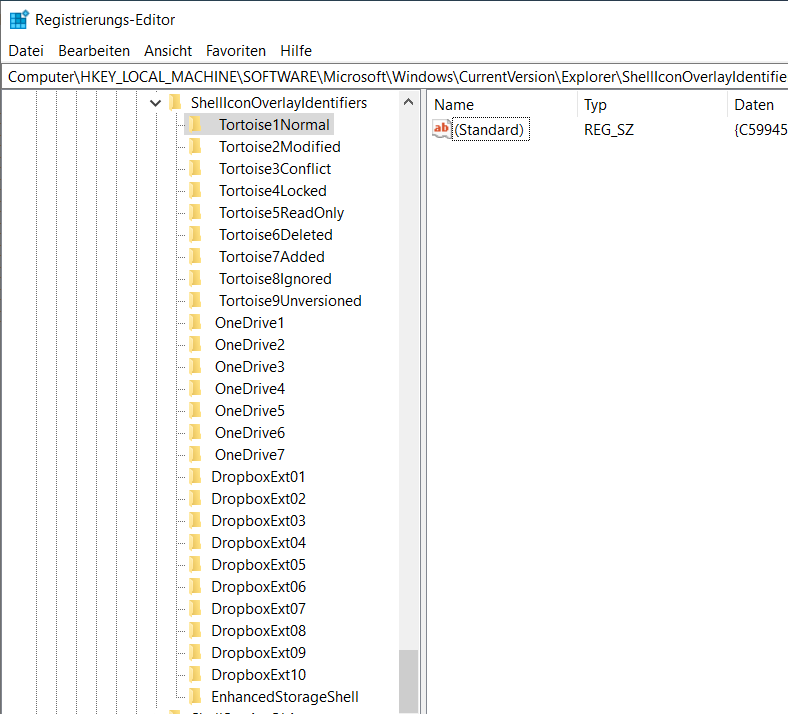 Sorted Windows Overlay Icons Tortoise first Dropbox end
