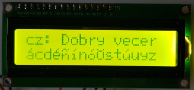 Speciální české znaky LCD