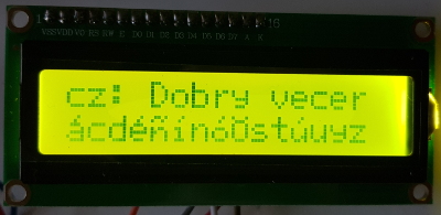 Speciální české znaky LCD